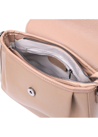 Женская сумка с фактурным клапаном из натуральной кожи 22329 Пудровая Vintage (276457522)