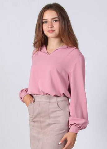 Пудрова демісезонна блузка жіноча 052 однотонний софт пудрова Актуаль