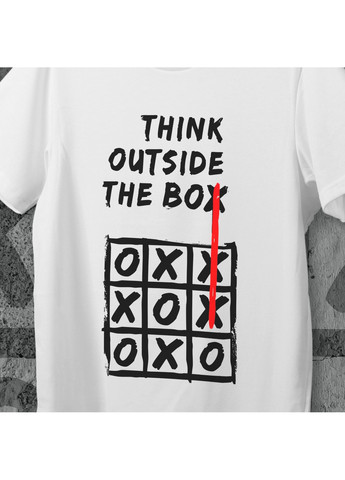 Белая футболка c принтом think outside the box w No Brand