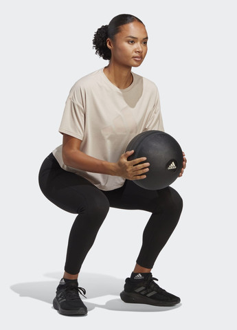 Коричневая всесезон футболка для тренировок train icons 3 bar logo adidas
