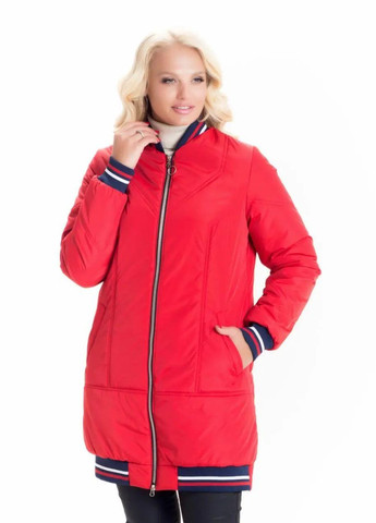 Красная демисезонная осенняя женская куртка большого размера SK