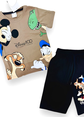 Коричневый летний комплект (футболка, шорты) mickey mouse (микки маус) trw8454411 Disney Футболка+шорти