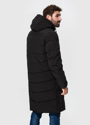 Чорна зимня довге стильне чоловіче пальто модель ZPJV 158