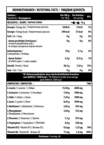 BCAA & EAA Zero 520 g /40 servings/ Mojito MST Nutrition (257342677)