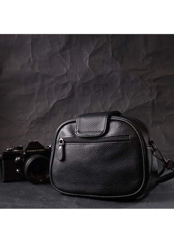 Фактурная сумка для женщин из натуральной кожи с тиснением под змею 22354 Черная Vintage (276461698)