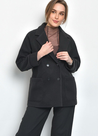 Чорне демісезонне Пальто жіноче кашемірове чорного кольору Let's Shop