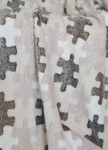 Плед бежевого цвета с геометрическим принтом размер 200*220 Let's Shop (259421379)