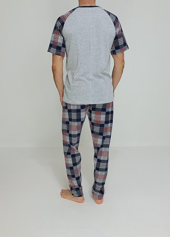 Мужская пижама крупная клетка Серая 50 (56607351-1) No Brand (257460804)