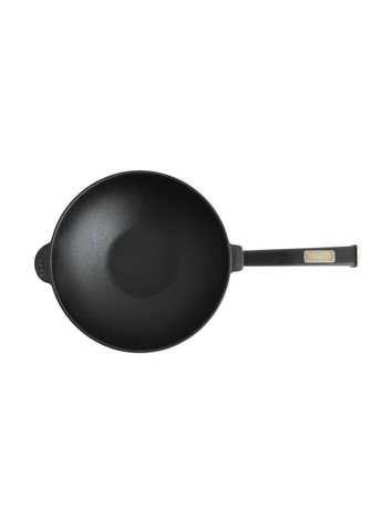 Сковорода чавунна з дерев`яною ручкою Black та чавунною кришкою WOK 2,8 л Brizoll (276390177)
