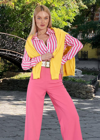 Розовая блузи блуза сорочка в смужку (5245) Lemanta