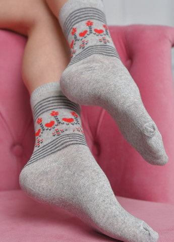 Шкарпетки жіночі з малюнком сірого кольору розмір 36-40 Let's Shop (273176814)
