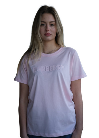 Розовая летняя футболка женская Burberry