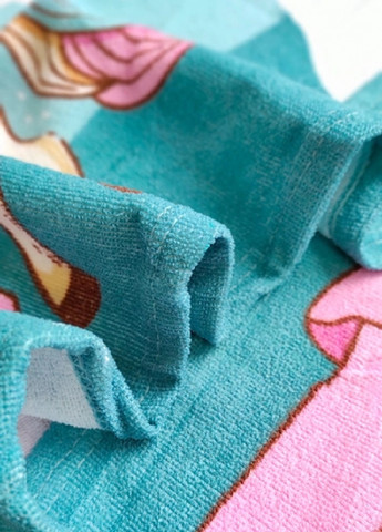 Детское пляжное полотенце пончо с капюшоном микрофибра для ванной бассейна пляжа 60х60 см (474677-Prob) Единорог Unbranded рисунок голубой