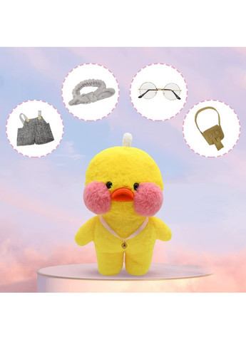 М'яка плюшева компактна іграшка для дітей дівчаток хлопчиків качечка Лалафанфан 30 см (475307-Prob) У сірому комбінезоні Unbranded (265403175)