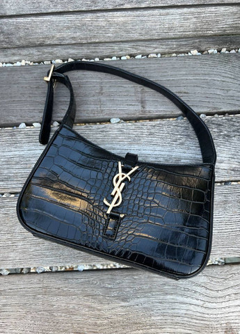 Маленька сумочка з лого Yves Saint Laurent Hobo croco black Vakko (260796642)