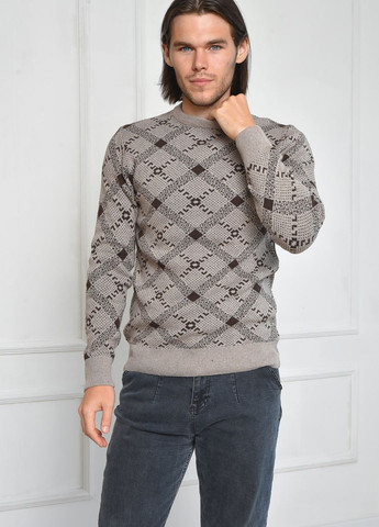 Коричневый зимний свитер мужской коричневого цвета пуловер Let's Shop