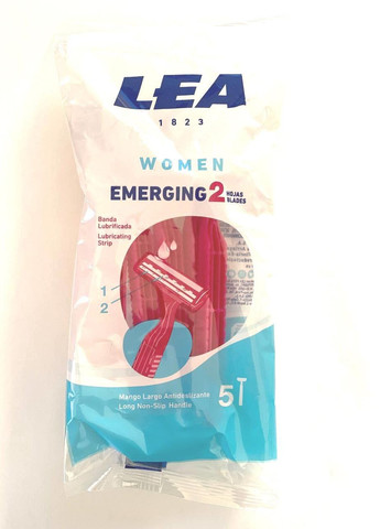Одноразові верстати для гоління LEA жіночі з 2 лезами та пом'якшувальною смужкою 5 шт. у наборі LEA Women Emerging 2 Deliplus (278315970)