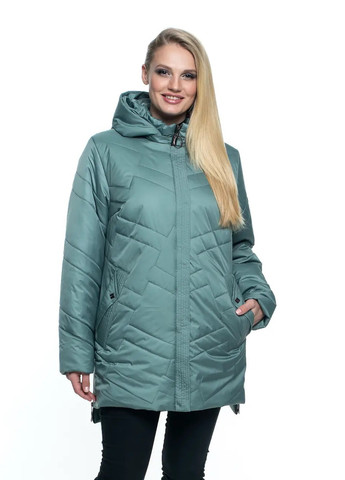 Светло-зеленая демисезонная куртка в мятном цвете больших размеров DIMODA Жіноча куртка від українського виробника