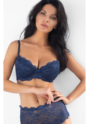 Синий бюстгальтер балконет push-up сапфировый 322.01.01 lace karina Kleo