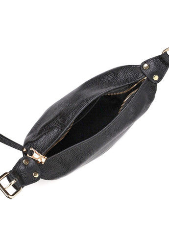 Містка жіноча сумка з однією довгою ручкою з натуральної шкіри 22305 Чорна Vintage (276461786)