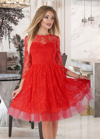 Червона сукнi норма гіпюрова сукня пачка (ут000052886) Lemanta