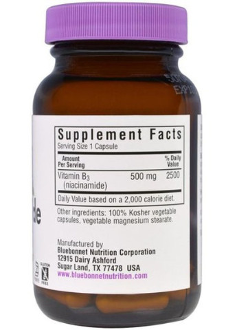 Niacinamide 500 mg 60 Caps Bluebonnet Nutrition (256723230)