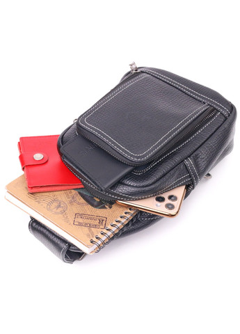 Чоловіча сумка через плече з натуральної шкіри 21284 Чорна Vintage (258286279)