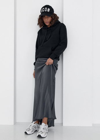 Женское теплое худи с карманом спереди - черный Lurex (262810266)