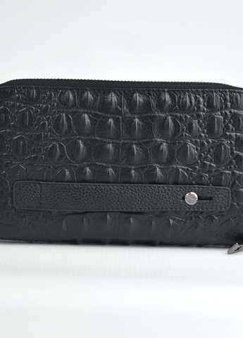 Чоловічий шкіряний товстий чорний клатч сумочка на дві змійки, класичний діловий клатч з тисненням No Brand (266493531)