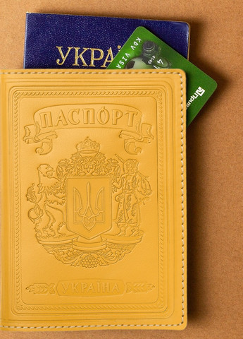 Шкіряна Обкладинка Для Паспорта Villini 003 Глянець Жовтий Martec (259040647)