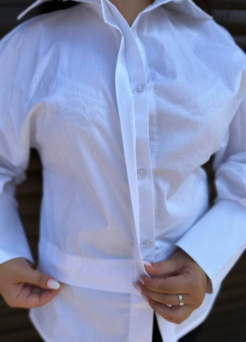Белая повседневный рубашка profitV с коротким рукавом