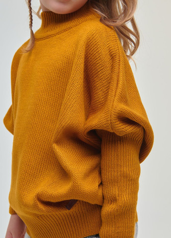 Жовтий демісезонний в'язаний светр для дівчинки темно-жовтий джемпер Yumster