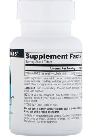 B-12 Fast Melt 5 mg 60 Tabs Source Naturals (257342544)