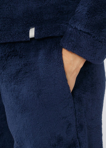 Темно-синя всесезон піжама костюм домашній махровий жіночий кофта зі штанами темно-синій Maybel