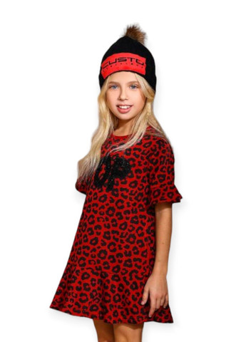 Бордова сукня дитяча на короткий рукав tf199000 леопард To Be Too (266701757)
