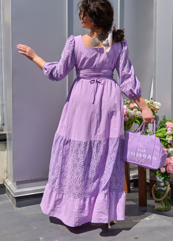 Фиолетовое женское комбинированное платье макси цвет сиреневый р.48/50 433471 New Trend