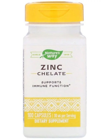 Zinc Chelate 30 mg 100 Caps NWY-41091 Nature's Way (257252245)