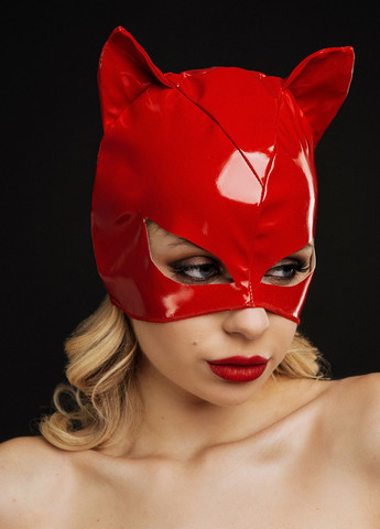 Лаковая Красная маска кошки Маска кошки из Эко кожи красная D&A (269450001)