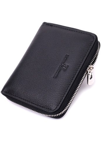Шкіряний гаманець для жінок на блискавці з тисненим логотипом 19489 Чорний st leather (277980470)