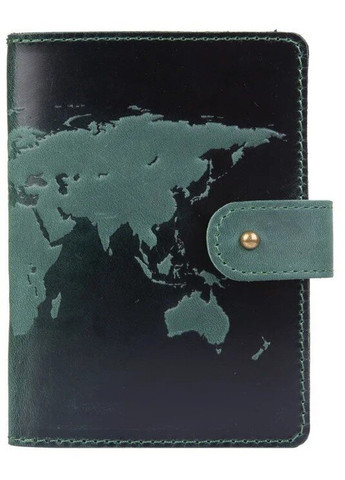 Обложка для паспорта из кожи «World Map» PB-02/1 Shabby Alga Темно-зеленый Hi Art (268371637)