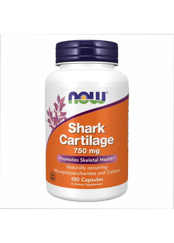 Акулячий Хрящ Shark Cartilage 750мг - 100 капсул Now Foods (269461855)