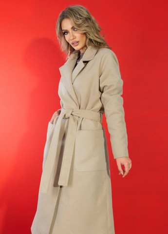 Бежеве Жіночий верхній одяг Лаконічне пальто з накладними кишенями (5636)110596-8 Lemanta