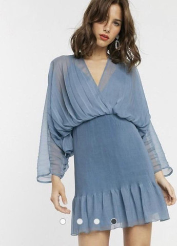 Блакитна плісироване мініплаття Asos