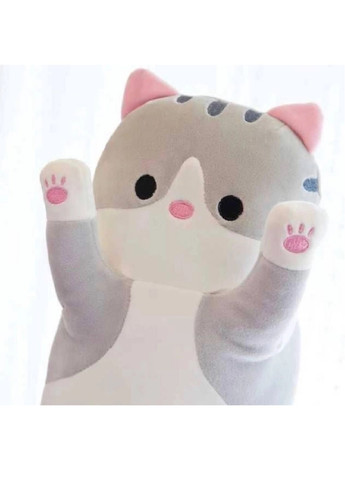 Дитяча м'яка плюшева довга іграшка подушка обіймашка антистрес кіт Батон 90 см (475331-Prob) Сіра Unbranded (265626873)