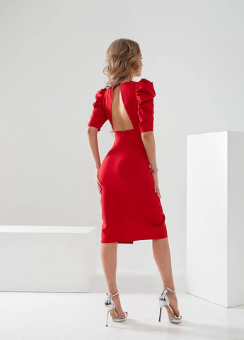 Красное вечернее платье с открытой спиной, футляр Garna однотонное