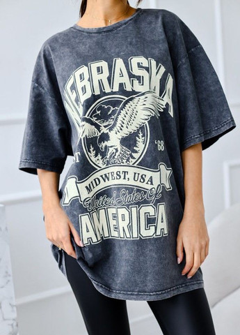 Серая футболка-туника варенка nebraska No Brand