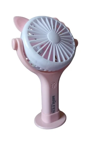 Вентилятор ручний акумуляторний Mini Fan CS092-2 з вушками, підставкою, підсвічуванням та USB-зарядкою Рожевий No Brand (260264649)