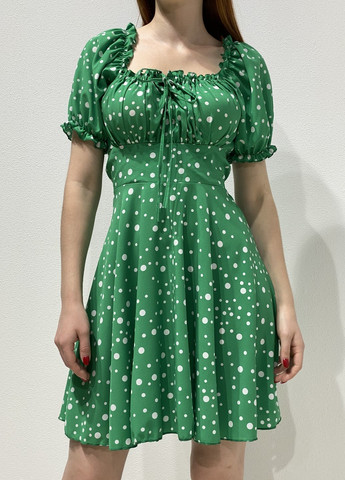 Зелена повсякденний, коктейльна плаття CHICLY в горошок