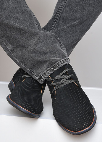 Туфлі чоловічі чорного кольору на шнурівці Let's Shop (260416020)