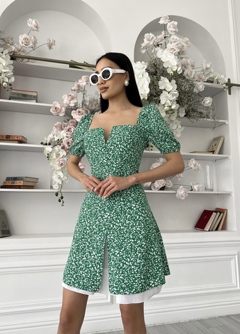 Зеленое повседневный нежное летнее платье Jadone Fashion с цветочным принтом